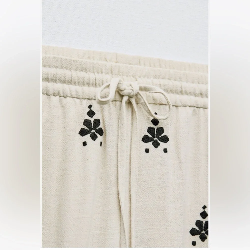 Zara Embroidered Wide Leg Pants - Picture 6 of 6